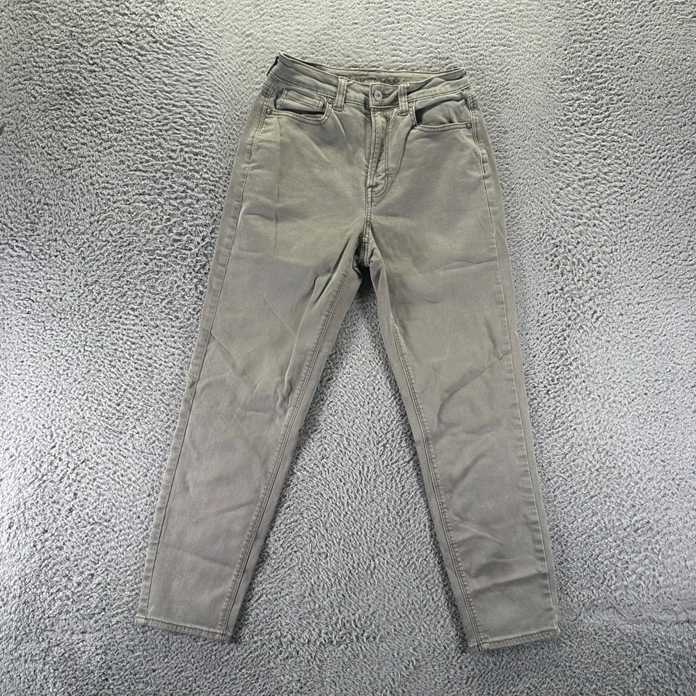 American Eagle Outfitters Jeans Womens 2 Gray Cotton Denim Mom Ankle Stretch